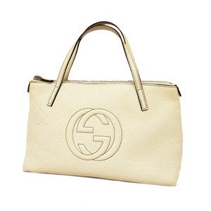 Auth Gucci Soho Handbag 340618 Women's Leather White
